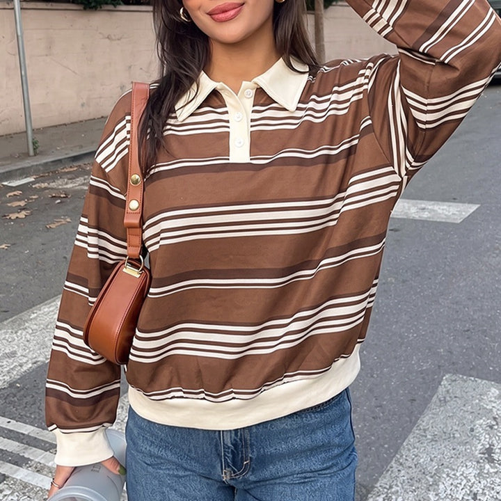 Damen Lässiger Pullover mit Polokragen Drune