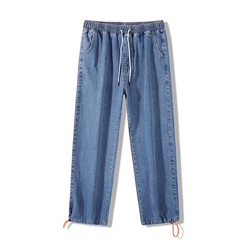 Herren Weite Denim-Jogginghose mit Elastbund, Tunnelzug & verstellbaren Beinabschlüssen Drune