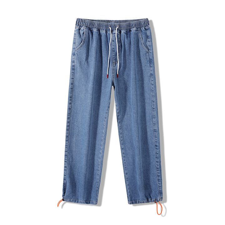 Herren Weite Denim-Jogginghose mit Elastbund, Tunnelzug & verstellbaren Beinabschlüssen Drune