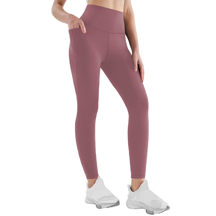 Damen Athletische Stretch-Leggings mit hoher Taille und seitlichen Taschen Drune