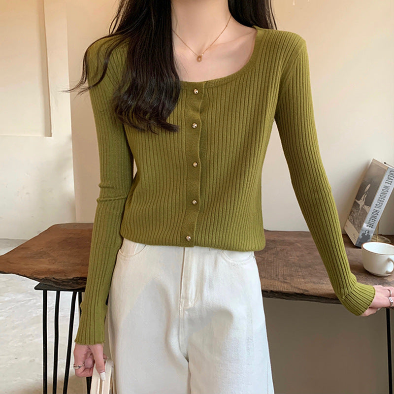 Damen Langarm-Cardigan mit Rundhalsausschnitt und strukturiertem Rippenmuster Drune