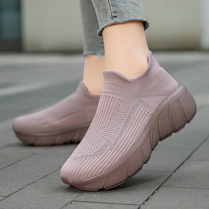 Damen Schnürlose Freizeitsneaker mit flexiblem Strick-Obermaterial Drune