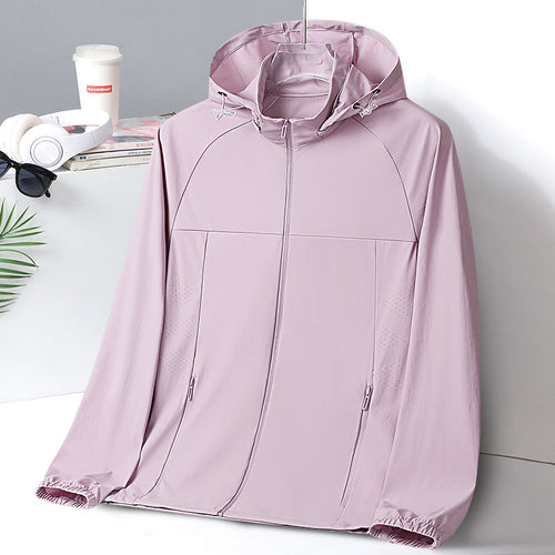Damen Ultraleichte UV‑Schutz Windjacke mit Kapuze und Belüftungsperforation Drune