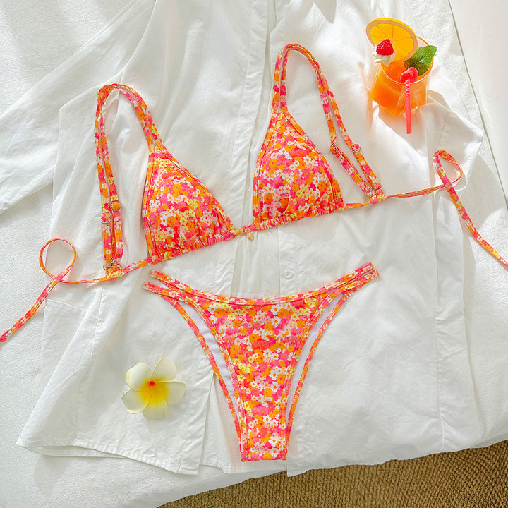 Damen Triangel-Bikini mit floralen Mustern Drune