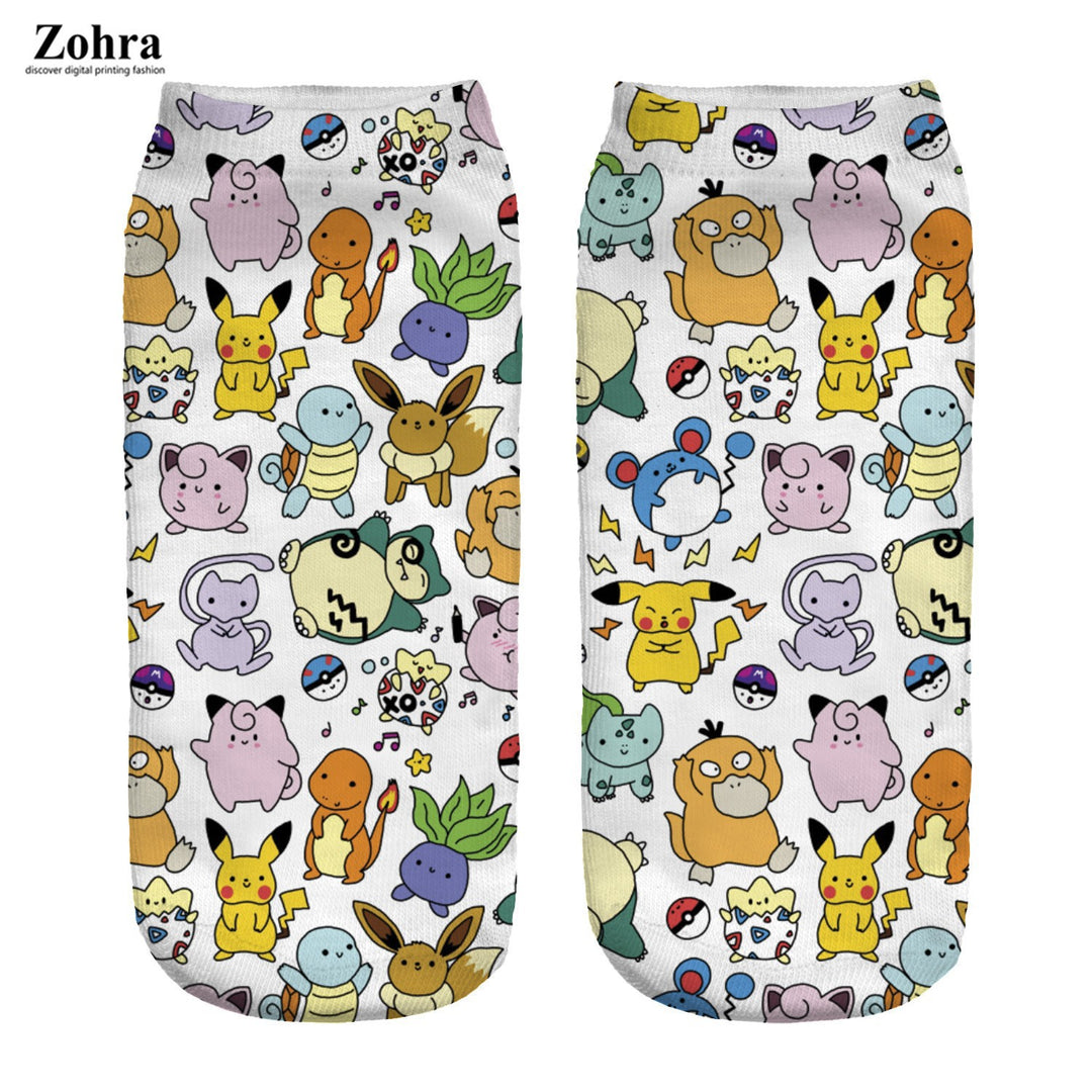 Unisex Niedrige Ankle-Socken mit Cartoon-Monster-Gesicht und weichem Baumwollmix Drune
