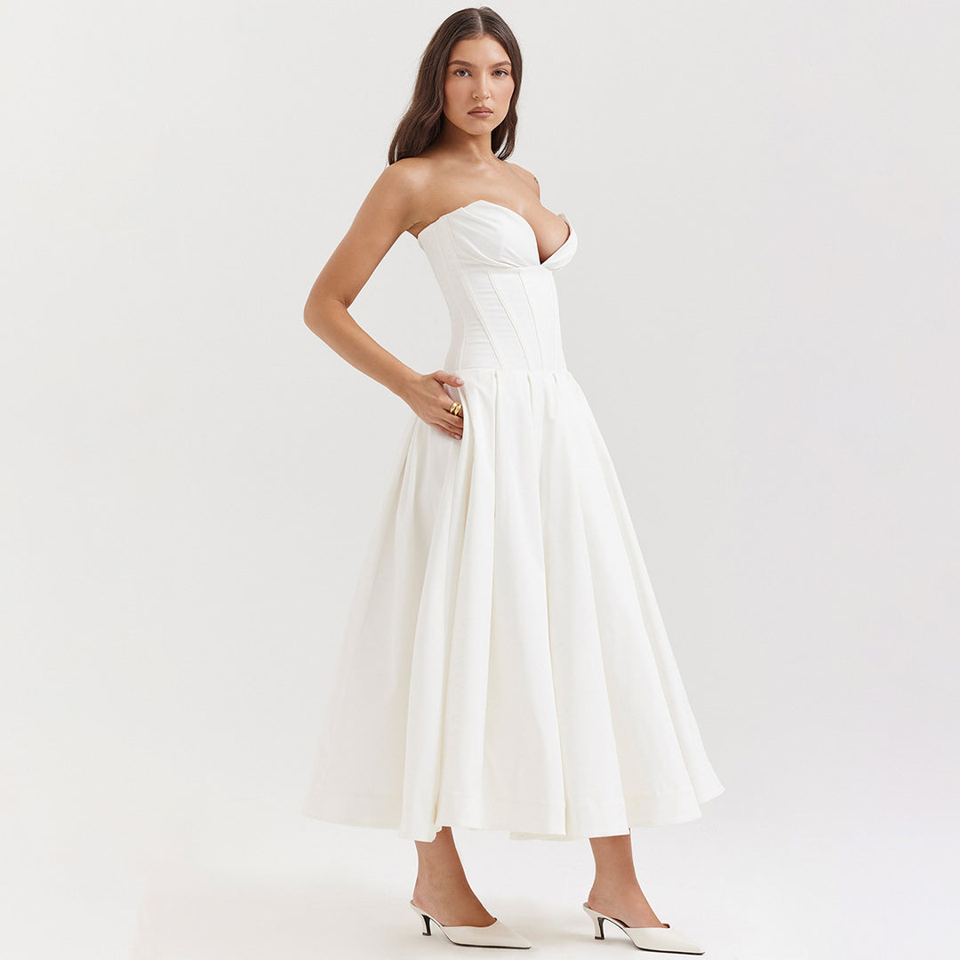Damen Elegantes und figurbetontes Abendkleid mit tiefem Ausschnitt Drune