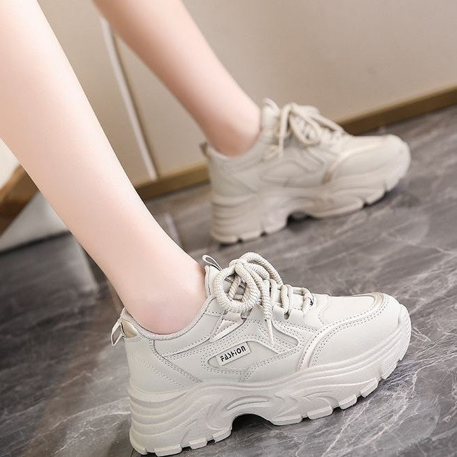 Damen modische Plattform Sneakers mit atmungsaktiver Sohle und rutschfester Laufsohle Drune