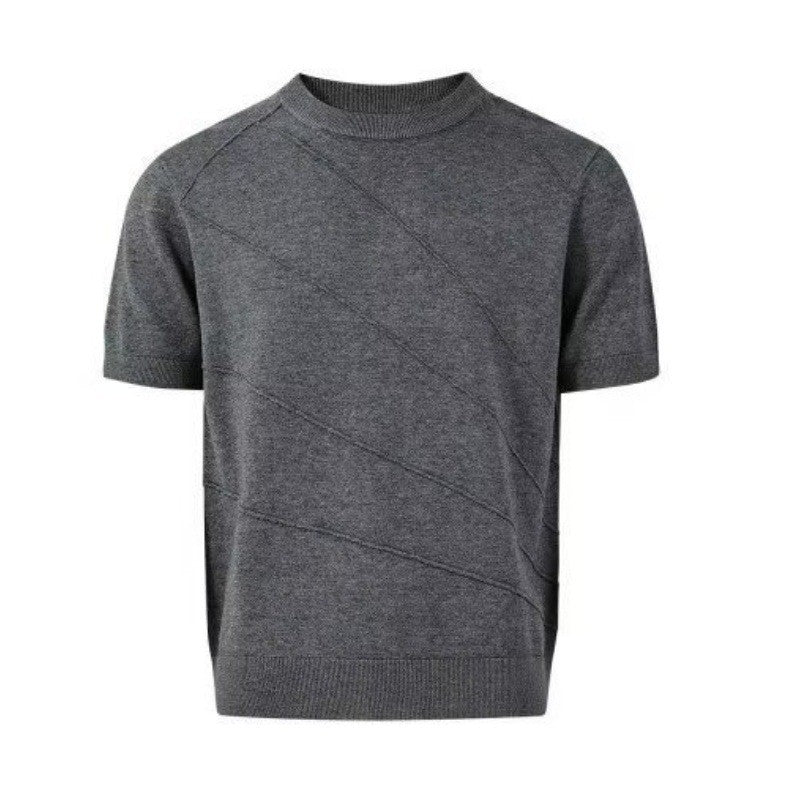 Herren Modisches Strick-T-Shirt mit Rundhalsausschnitt Drune