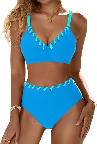 Damen Hochgeschnittener Bikini mit Schnürdetails Drune