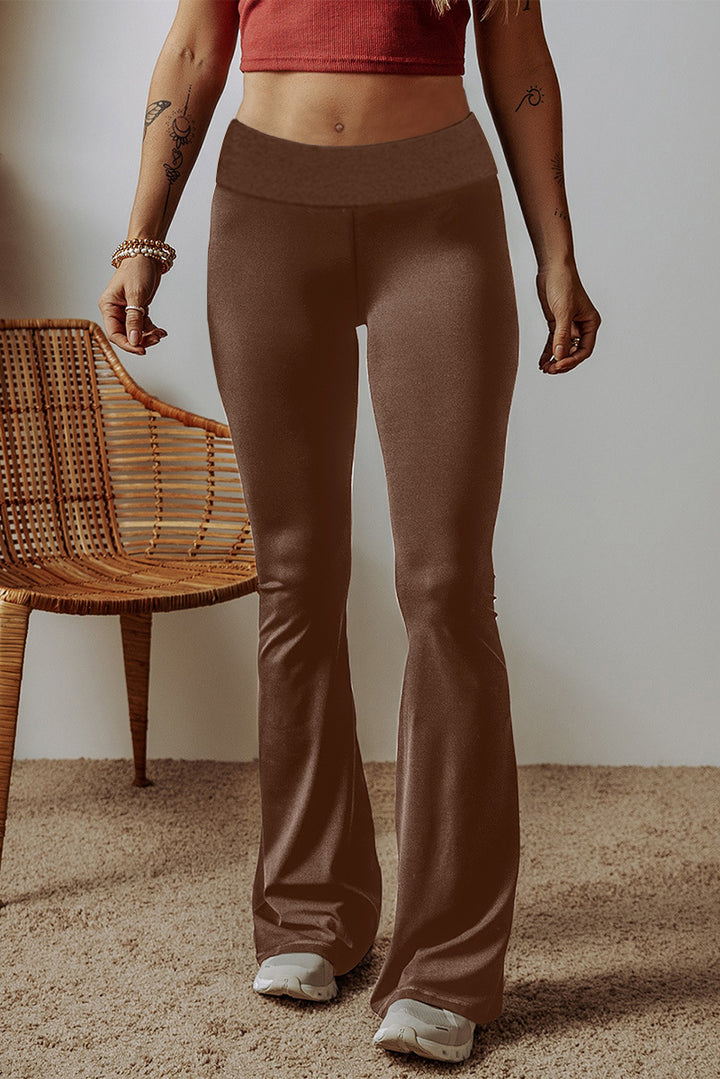 Damen High-Waist Flare-Hosen aus Stretch-Jersey mit weitem Schlag Drune