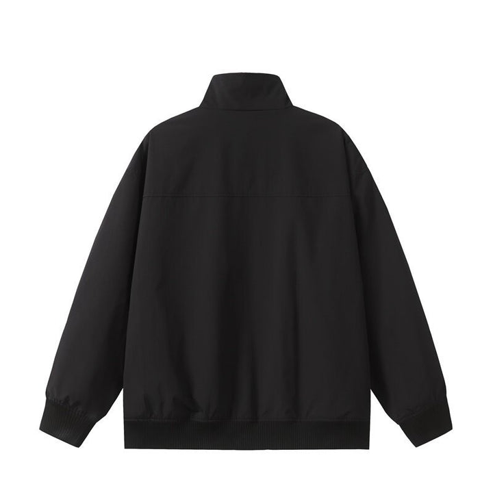 Unisex Kurz geschnittene Oversize-Bomberjacke mit Stehkragen, verdeckter Frontblende und Rippenbündchen Drune