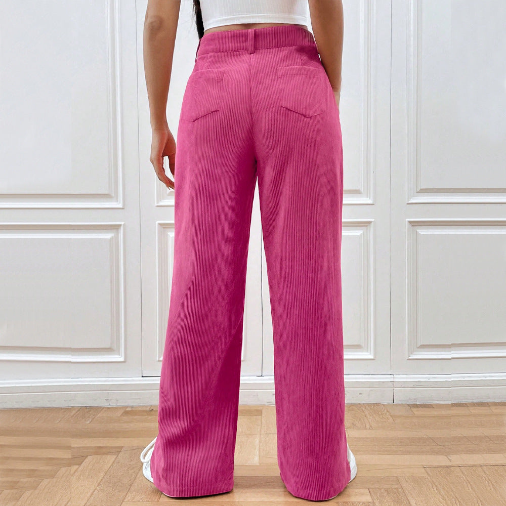 Damen weite Cordhose mit elegantem Schlitz Drune