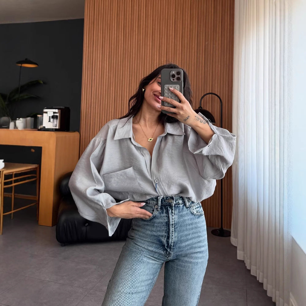Damen Oversized Blusenhemd aus weichem Leinenstoff Drune