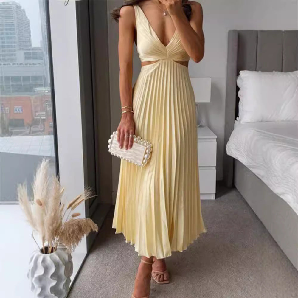 Damen Maxikleid mit plissiertem Design und kunstvollen Cut-Out-Details Drune