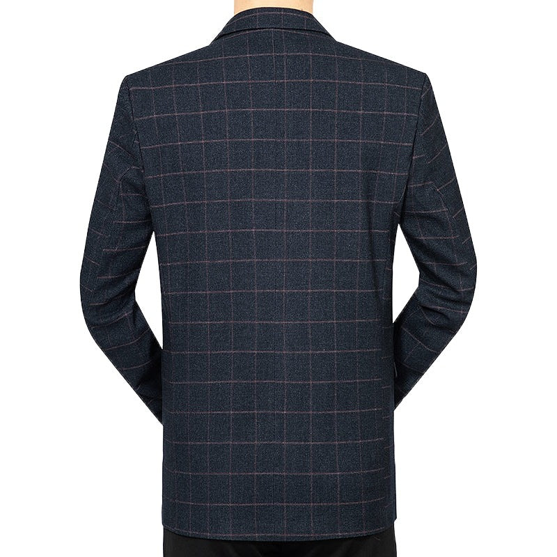 Herren Kariertes Slim-Fit City-Blazer mit Fensterkaro und Pattentaschen Drune