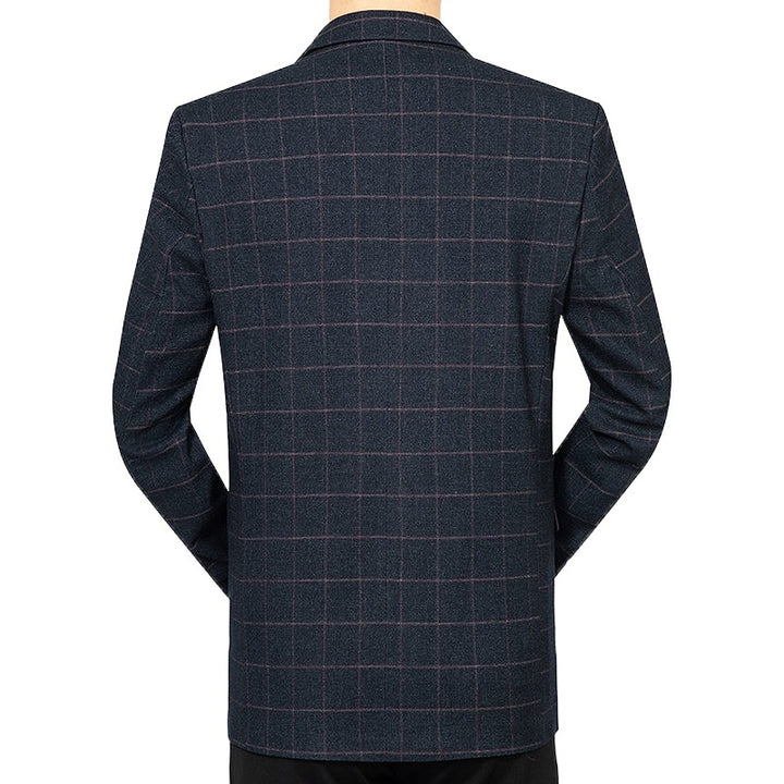 Herren Kariertes Slim-Fit City-Blazer mit Fensterkaro und Pattentaschen Drune