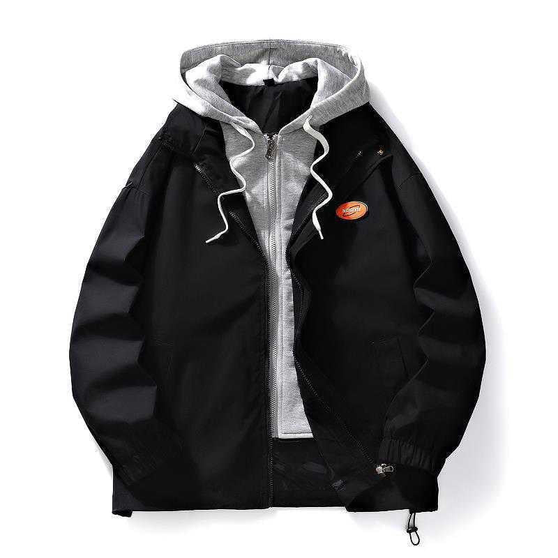Herren Grafische Oversize Kapuzenjacke mit kontrastierendem Innenhoodie Drune