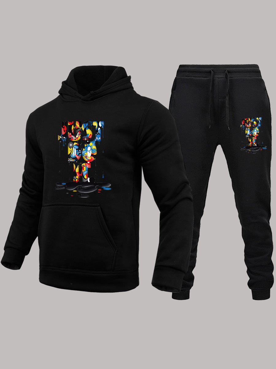 Damen Kapuzenpullover und Jogginghose Set mit buntem Grafikdesign Drune
