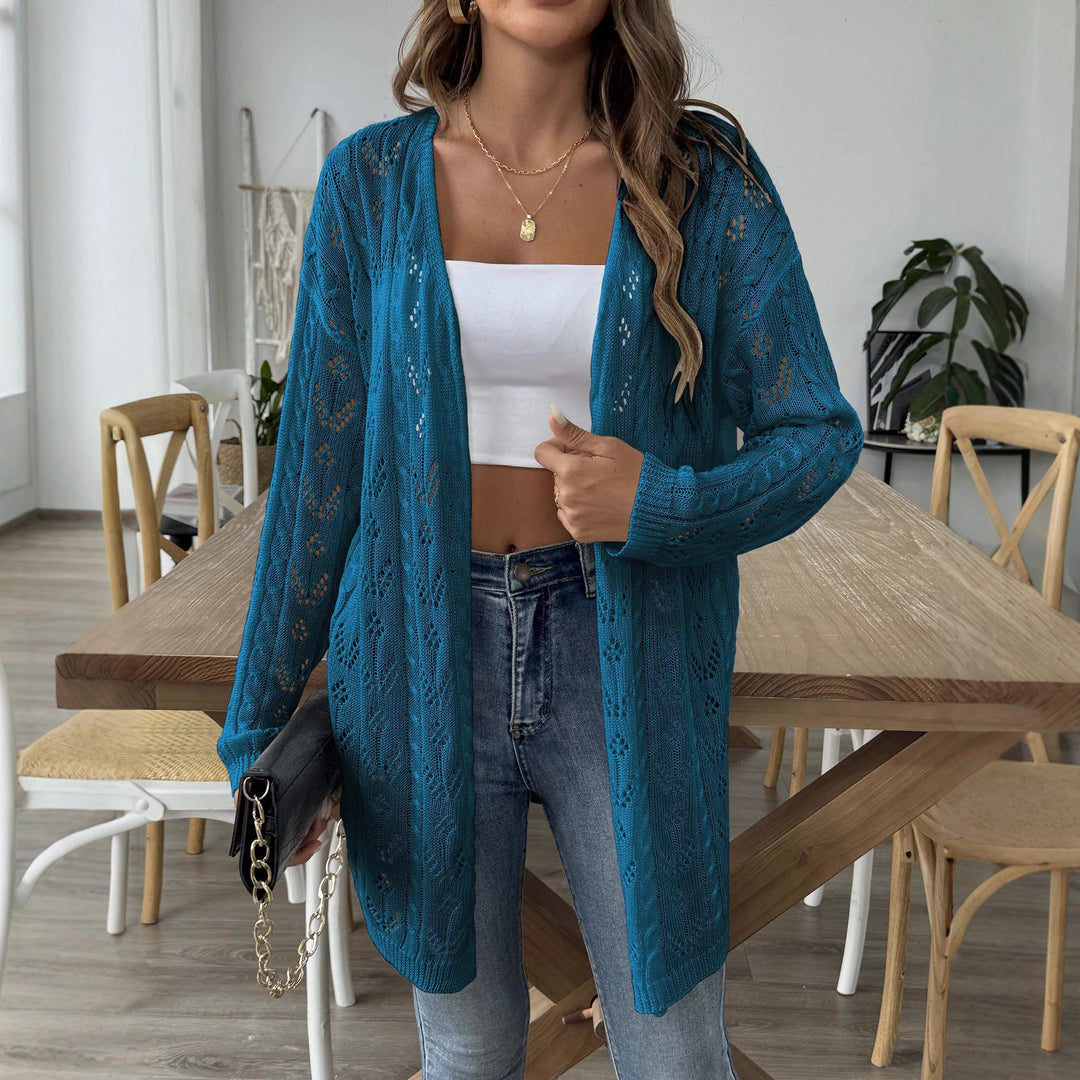 Damen leichte Strickjacke im eleganten Lochmuster Drune