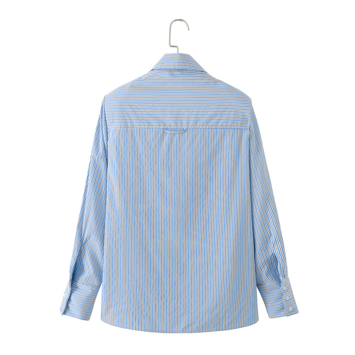 Damen Oversized Streifenbluse mit Hemdkragen und Manschetten Drune