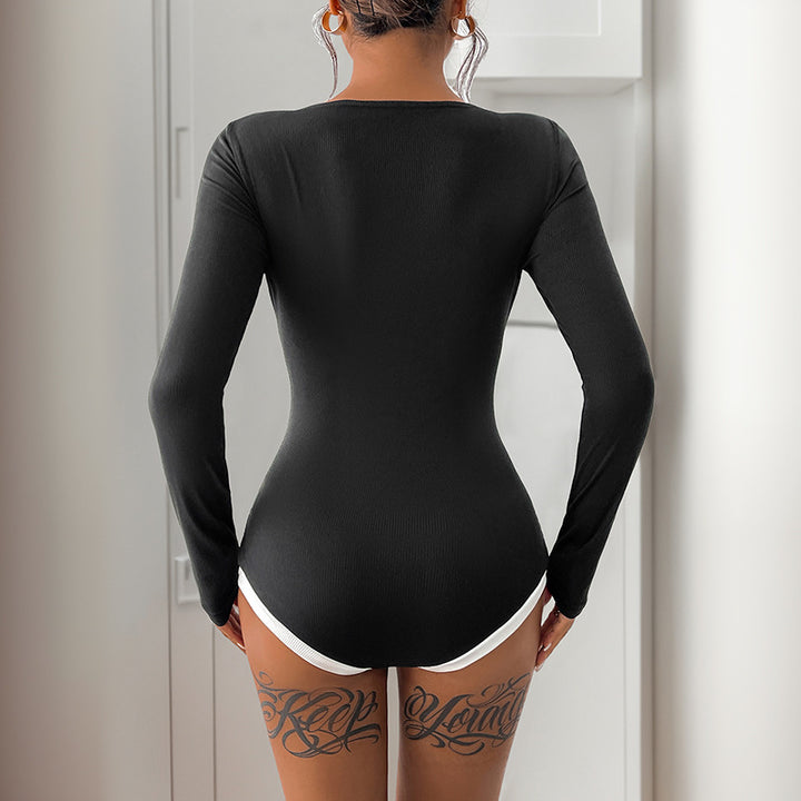 Damen Eleganter Langarm-Bodysuit Drune