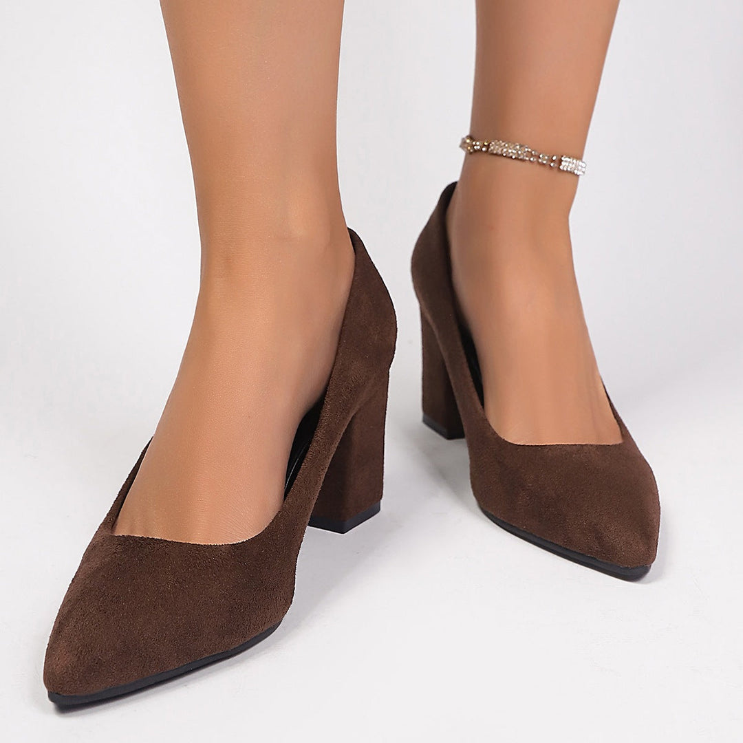 Damen elegante High Heel Pumps mit robustem Blockabsatz Drune