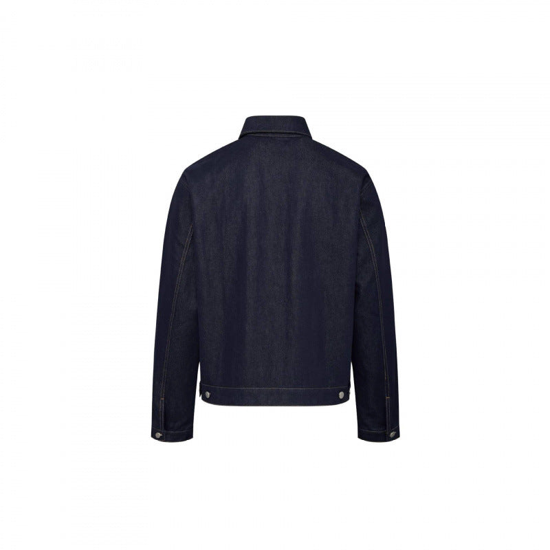 Unisex Zeitlose Boxy-Denimjacke im Worker-Look mit Pattentaschen und Metallknopfleiste Drune