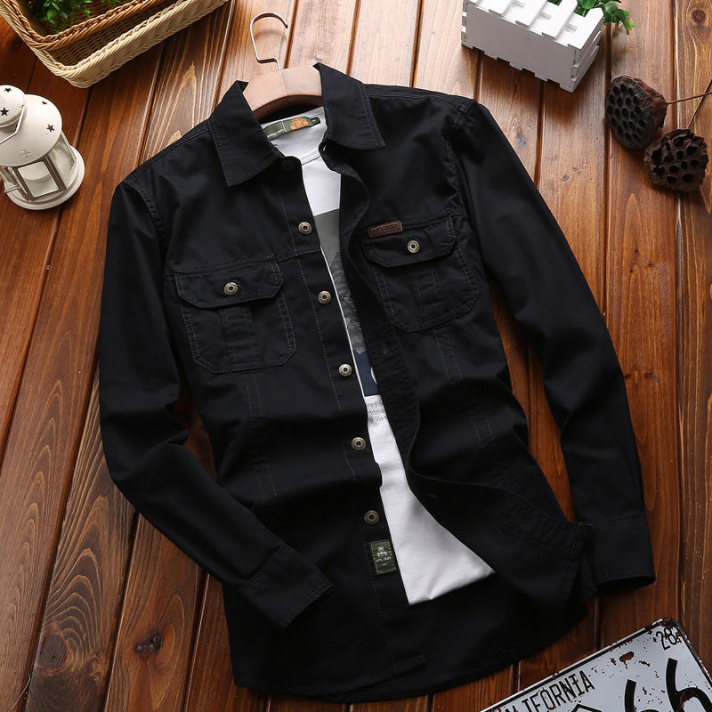 Herren nan vielseitiges Canvas-Overshirt mit Klappbrusttaschen, verstärkten Nähten und regular fit Drune