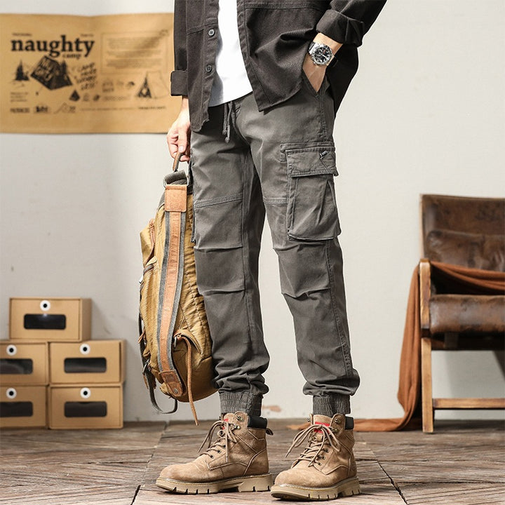 Herren Utility-Cargo-Jogginghose mit Tunnelzug, Multifunktionstaschen und elastischen Bündchen Drune