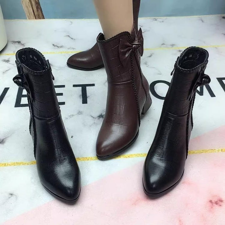 Damen Elegante Stiefeletten mit Riemchen und modischem Schleifen-Detail Drune