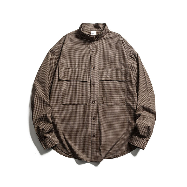 Herren Karo-Hemdjacke mit Stehkragen und aufgesetzten Brusttaschen Drune