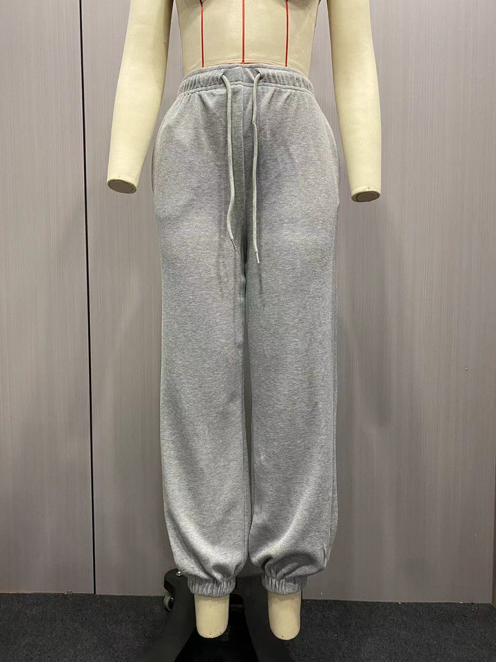Damen nan Cozy-Sweat-Palazzohose mit hohem Komfortbund, integriertem Kordelzug und gerafften Knöchelabschlüssen Drune