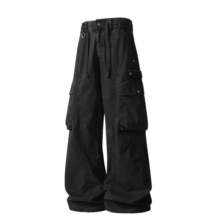 Herren weite Cargo-Hose im Baggy‑Schnitt mit Utility‑Taschen und Kordelbund Drune