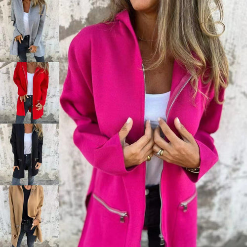 Damen Oversized Jacke mit praktischen Reißverschlusstaschen Drune
