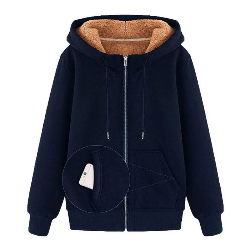 Damen Fleece-Futter Kapuzenjacke mit praktischen Taschen Drune