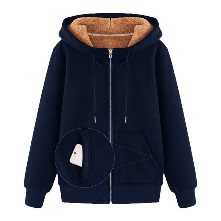 Damen Fleece-Futter Kapuzenjacke mit praktischen Taschen Drune