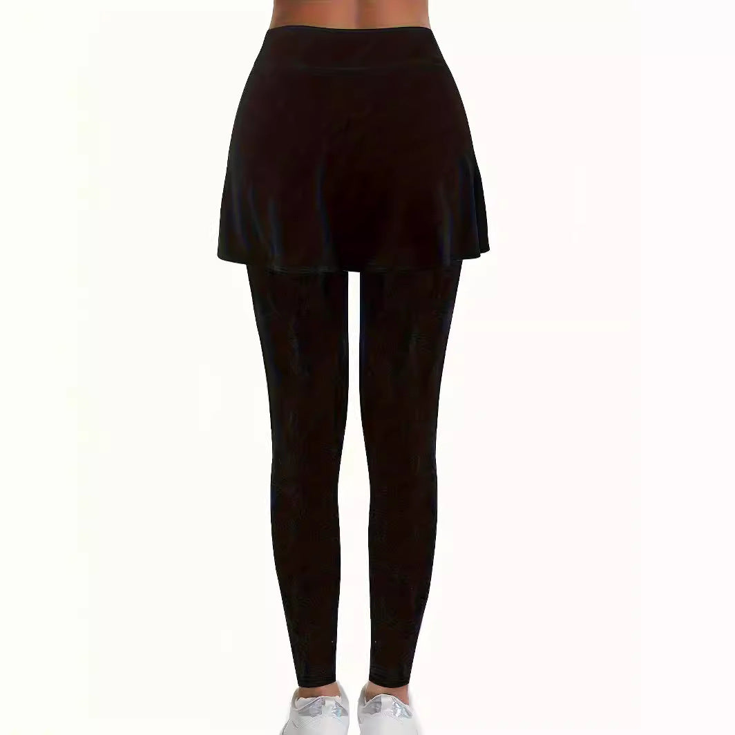 Damen High‑Waist Leggings mit angesetztem Rock‑Overlay Drune