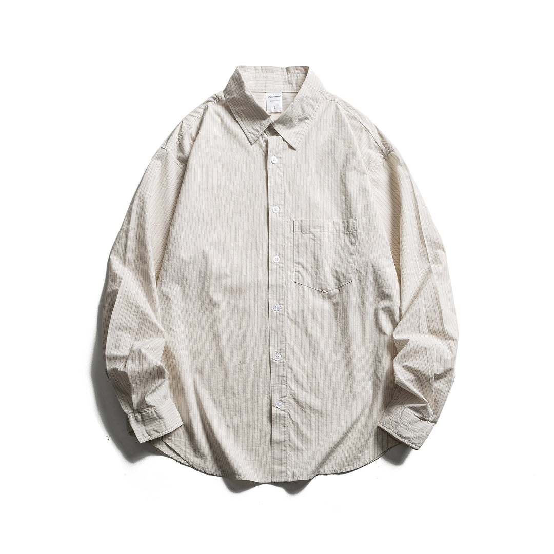 Unisex Lockeres Oversize-Hemd mit Nadelstreifen, Brusttasche und Drop-Shoulder Drune