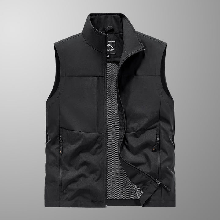 Herren Utility‑Weste mit Multi‑Taschen, Stehkragen & atmungsaktivem Mesh‑Futter Drune