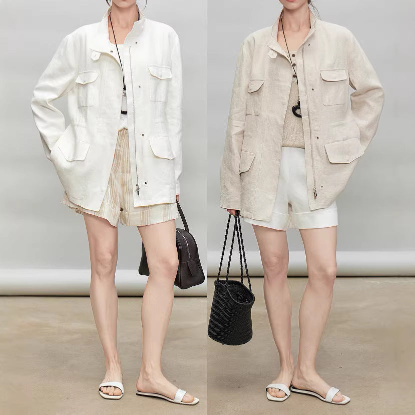 Damen Leichte und Luftige Leinenjacke Drune