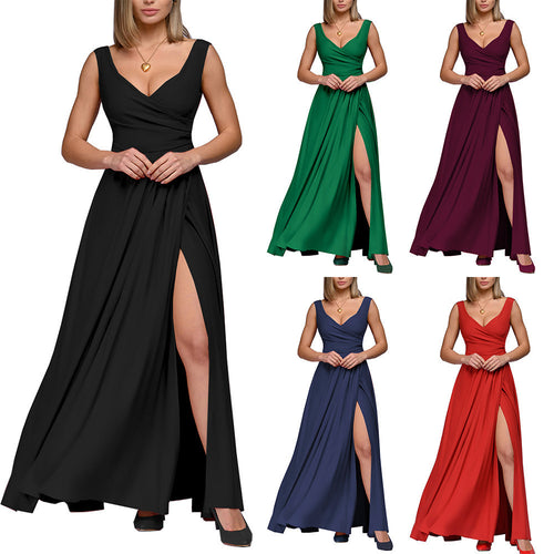 Damen Maxikleid mit fließendem Schnitt und eleganten Drapierungen Drune