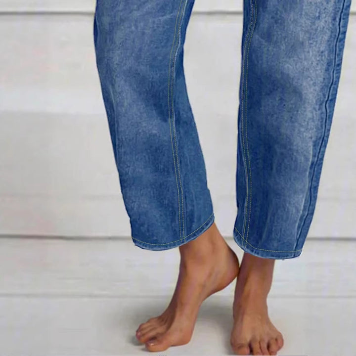 Damen Hochtaillierte Cropped-Jeans mit weiter Straight‑Leg-Passform Drune