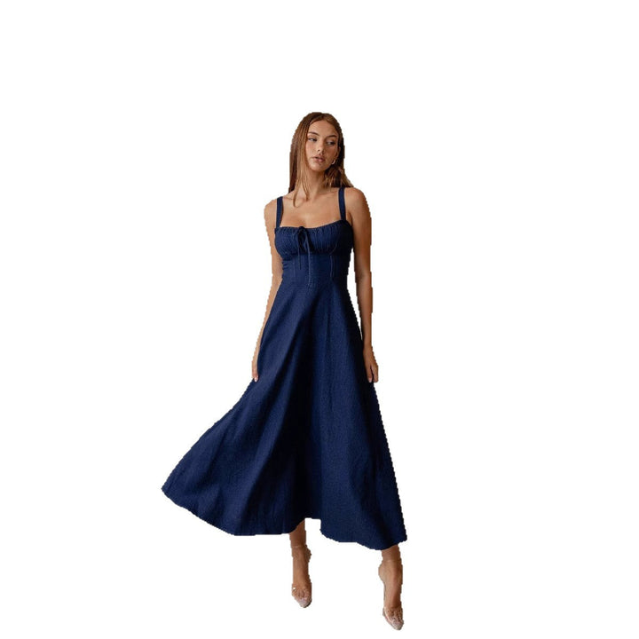 Damen Midikleid mit Bindegürtel und schwingendem Rock Drune