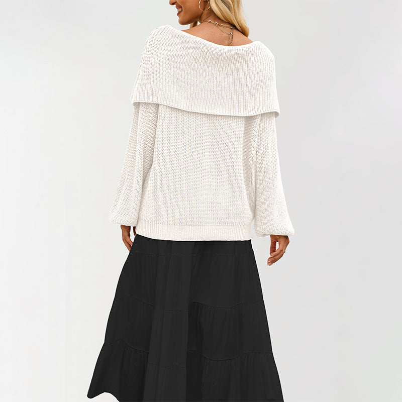 Damen Off-Shoulder Strickpullover mit strukturierter Oberfläche Drune