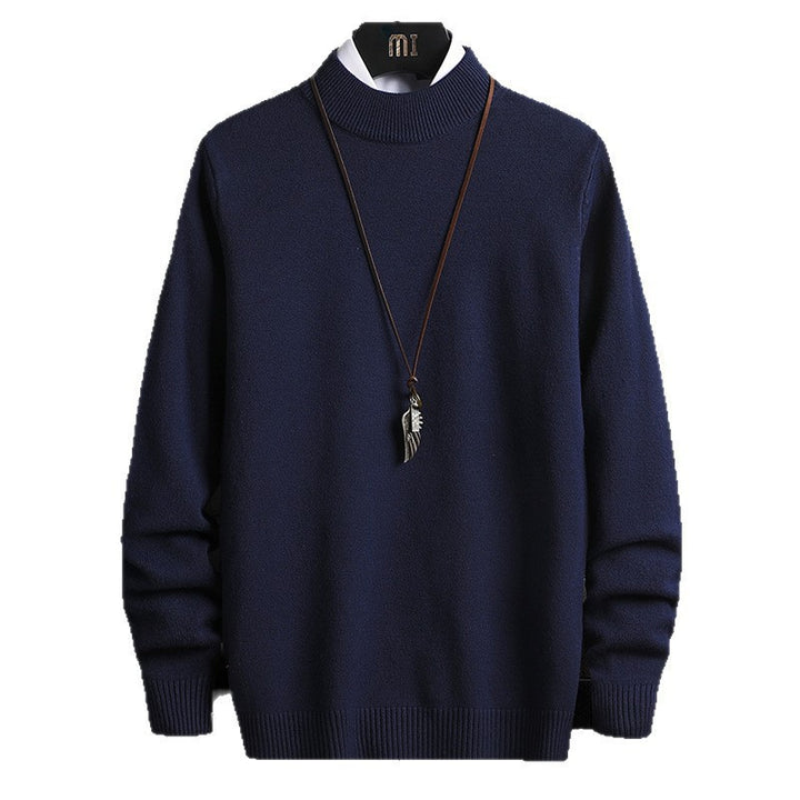 Herren nan Premium Stehkragenpullover aus feinem Baumwoll-Mix mit gerippten Bündchen und schmaler Silhouette Drune