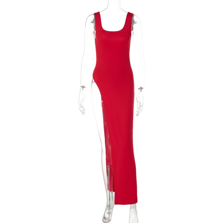 Damen Langarm Maxikleid mit hohem Schlitz Drune
