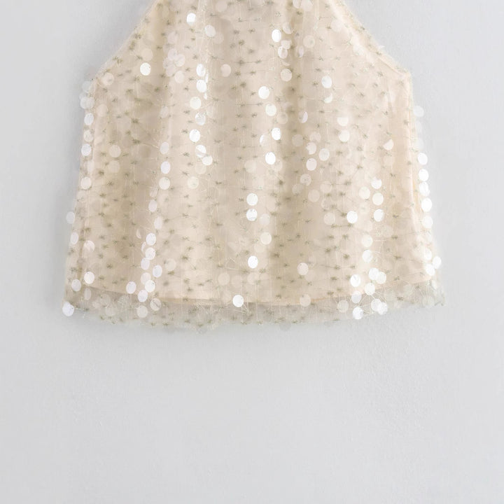 Damen Elegantes Pailletten-Verziertes Ärmelloses Top Drune