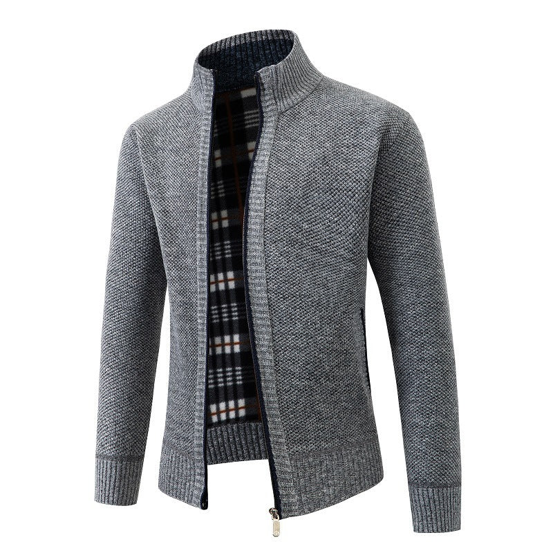Herren elegante Strickjacke mit hohem Kragen und praktischem Reißverschluss Drune
