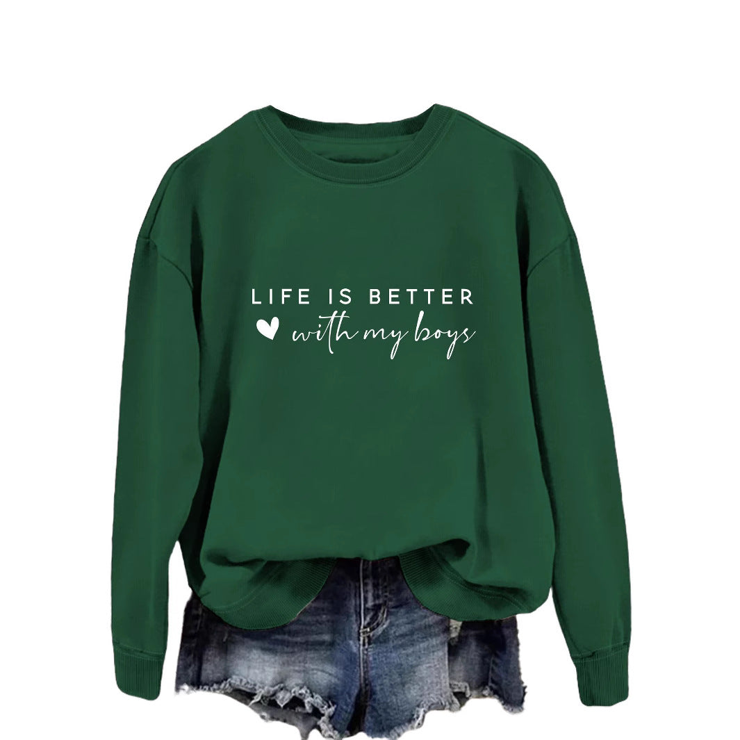Damen gemütlicher Rundhals-Sweater mit inspirierendem Aufdruck Drune