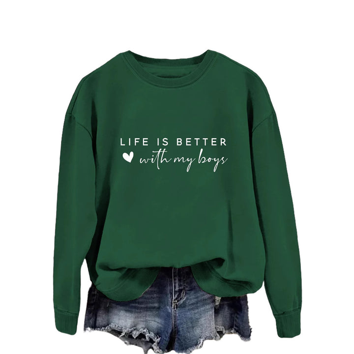 Damen gemütlicher Rundhals-Sweater mit inspirierendem Aufdruck Drune